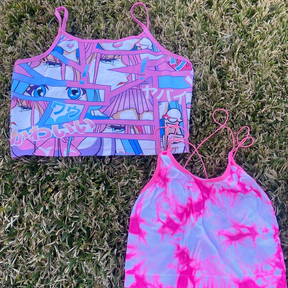 Two cropped tank tops